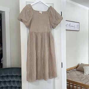 Bohme Beige Lace Midi Dress